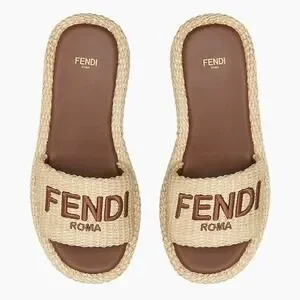 送料関税込◆FENDI◆ FENDI SUNSHINE RAFFIA FLATFORM SANDAL FENDI Raffia Sunshine Platform Slide Sandals 39 9 – Fashion